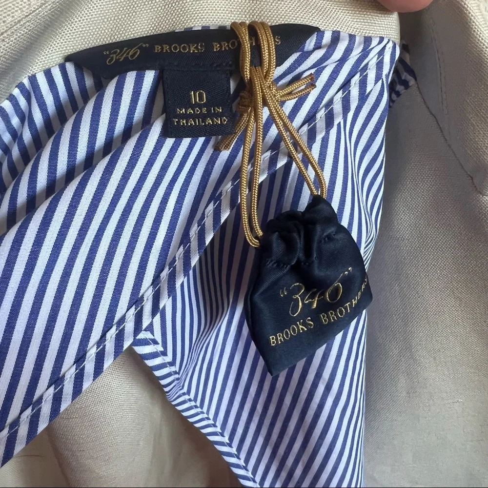 Brooks Brothers Linen Blend Khaki Double Breasted Jacket - Picture 11 of 11